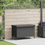 Garden Storage Box with Wheels Black 110x55x73 cm Poly Rattan 4103826