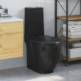 WC Ceramic Toilet Bathroom Round Toilet Bottom Water Flow Black 141136