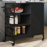 Kitchen Trolley Black 87.5x38.5x84.5 cm Engineered Wood 842386