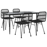 5 Piece Garden Dining Set Black Poly Rattan 3157882