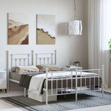 Metal Bed Frame without Mattress with Footboard White 150x200cm 353606