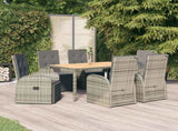 7 Piece Garden Dining Set Grey Poly Rattan&Solid Wood Acacia 3157623