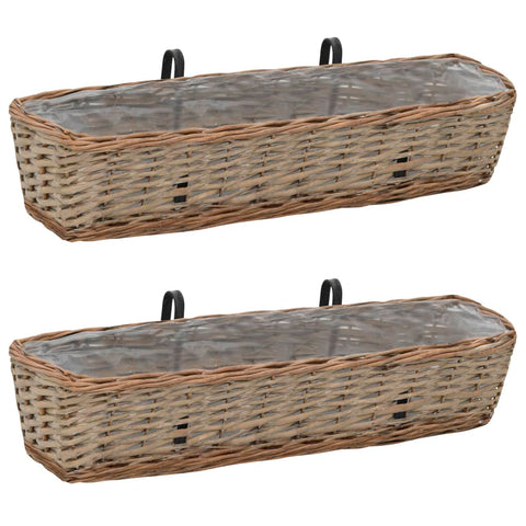 ZNTS Balcony Planter 2 pcs Wicker with PE Lining 80 cm 287642