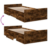 Bed Frame with Drawers without Mattress Smoked Oak 90x190 cm Single 3280346
