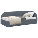 Corner Bed Frame with Headboard Dark grey 90 x 200 cm Velvet 42016647