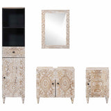 Bathroom Furniture Set with Drawer 4 pcs White Solid Mango Wood 3310116