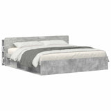 Headboard Cabinet with Storage Concrete Grey Engineered Wood 8001240