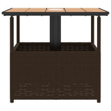Garden Table with Parasol Hole Brown 55x55x46.5 cm Poly Rattan 364118