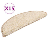 Stair Mats 15 pcs 56x17x3 cm Cream Half Round 133896