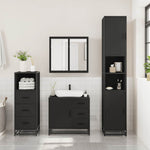 ZNTS 3 Piece Bathroom Furniture Set Black Engineered Wood 3301015