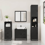 ZNTS 3 Piece Bathroom Furniture Set Black Engineered Wood 3301015