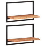 Wall Shelves 2 pcs 60x25x35 cm Solid Wood Acacia and Steel 338459