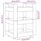 Kitchen Trolley Artisan Oak 60 x 45 x 80 cm Engineered Wood 862118
