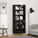 Highboard 2 pcs Black Oak Engineered Wood 3403173