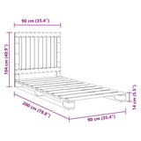 Bed Frame without Mattress with Headboard 90x200 cm Solid Wood 3281532