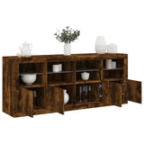 Sideboard with LED Lights Smoked Oak 163x37x67 cm 3209076