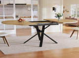 Extendable dining table 100-140cm, round-oval table, stable X-metal frame, adjustable feet, wood N639P439338N