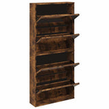 Shoe Cabinet with Mirror 4-Layer Smoked Oak 63x17x134 cm 3228277