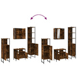 4 Piece Bathroom Cabinet Set Smoked Oak Engineered Wood 3214767