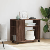 Side Table with Wheels Brown Oak 70x35x60 cm Engineered Wood 853152