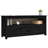 TV Cabinet Black 114x35x52 cm Solid Wood Pine 821506