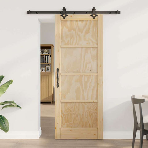 Sliding Door Set Manual Natural and black 78 x 202 cm 3333610