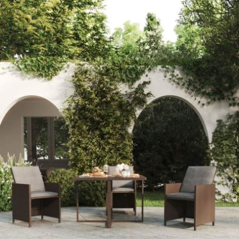 Garden Table Brown 109x107x74 cm Poly Rattan and Glass 316788