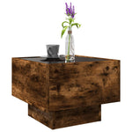 ZNTS Side Table with LED Smoked Oak 40x40x30 cm Engineered Wood 847501