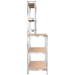 ZNTS 5-Layer Work Table with Shelves Silver Steel&Engineered Wood 152875