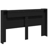 Storage Headboard with LED Black Engineered Wood 3418690