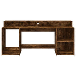 Desk with LED Lights Smoked Oak 200x55x91 cm Engineered Wood 3309442