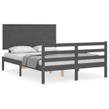 ZNTS Bed Frame without Mattress Grey 140x190 cm Solid Wood 3195203