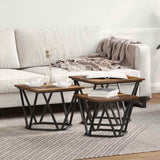Coffee Table 3 pcs Smoked Oak Engineered Wood and Steel 868281