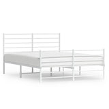 Metal Bed Frame without Mattress with Footboard White 135x190cm 352385