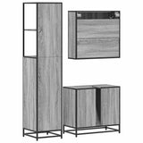 ZNTS 3 Piece Bathroom Furniture Set Grey Sonoma Engineered Wood 3301138