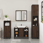 3 Piece Bathroom Furniture Set Brown Oak Engineered Wood 3300974