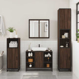 3 Piece Bathroom Furniture Set Brown Oak Engineered Wood 3300974