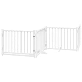 Dog Gate with Door Foldable 4 Panels White 320 cm Solid Wood Fir 352281