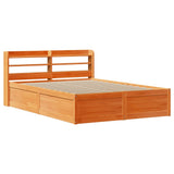 Bed Frame with Headboard Wax Brown 120x200 cm Solid Wood Pine 3307088