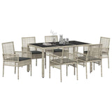 Garden Dining Set 7 pcs Light grey Poly rattan 3334898