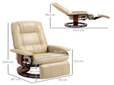 Faux Leather Armchair, with 145&deg Reclining Back and Footrest - Cream T3398P330375