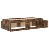 Storage Bed Frame with Storage Smoked Oak 90 cm Engineered Wood 3335585