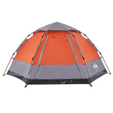 Camping Tent Cabin 4-Person Grey and Orange Quick Release 4005337