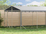 Outdoor Dog Kennel with Roof Silver 3x7.5x2.5 m Galvanised Steel 3190489