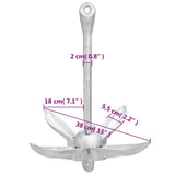 Folding Anchor Silver 4 kg Hot Dip Galvanized Cast Iron 94270