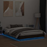 Bed Frame with LED without Mattress Brown Oak 150x200 cm King Size 3209792