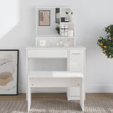 Dressing Table with Mirror High Gloss White 86.5x35x136 cm 802963