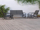 3 Piece Garden Glider Lounge Set Black Textilene and Steel 3187943