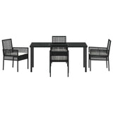 Garden Dining Set with Cushion 5 pcs Black Poly rattan 3379866