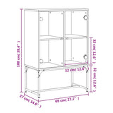 Side Cabinet with Glass Doors Grey Sonoma 69x37x100 cm 836551